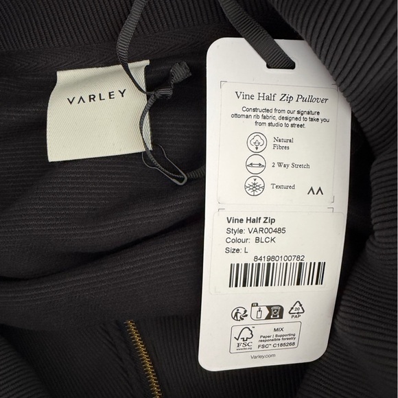 Varley Vine Half Zip Pullover Large Black Gold Zipper NWT - Picture 4 of 4